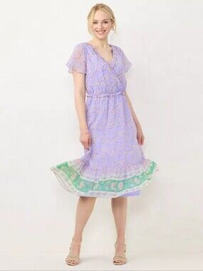 Lauren Conrad Lilac Green And Gold Dress Size L
